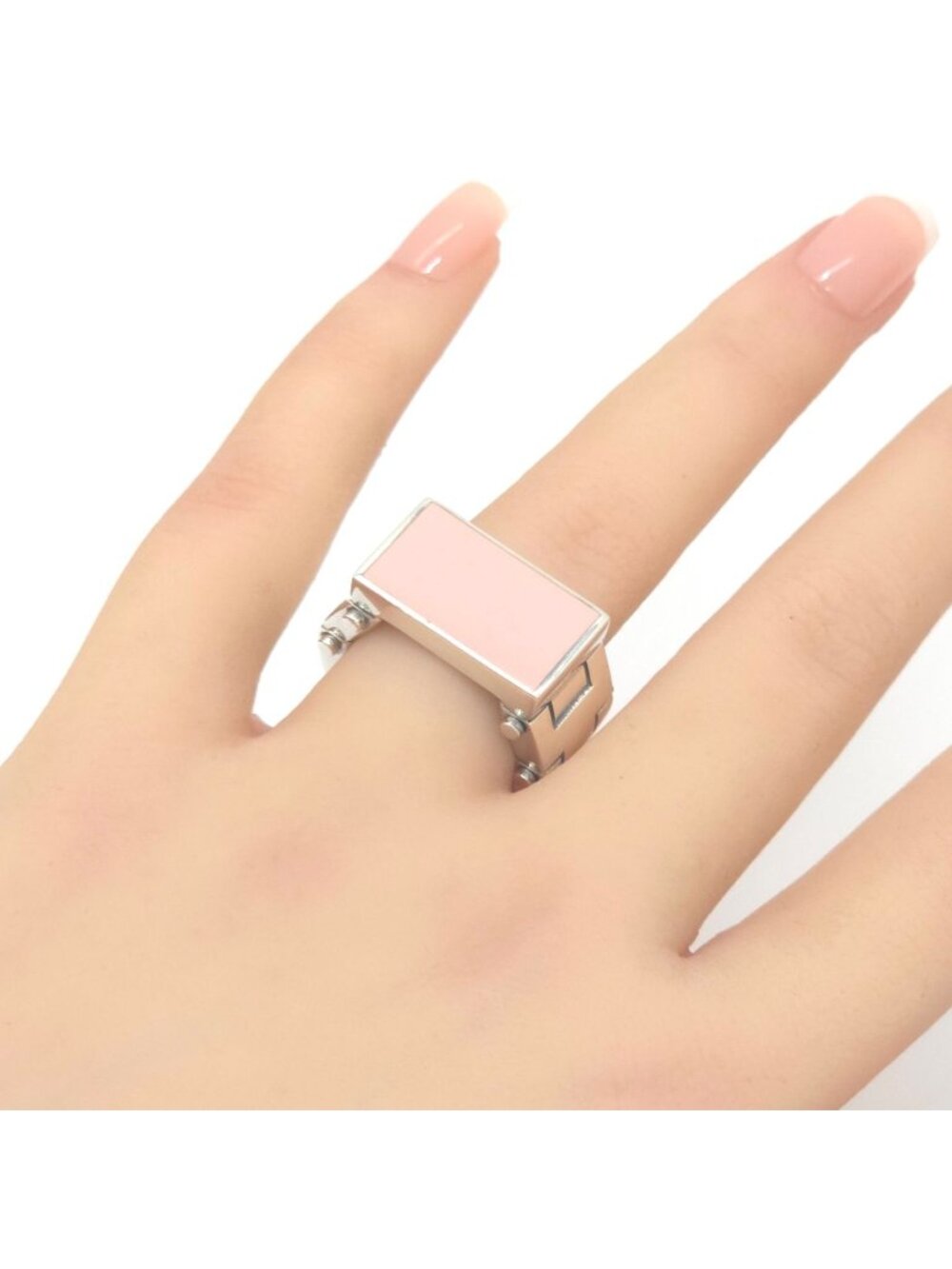 Bottega Veneta Enamel Bolt Ring 15 Pink Color Sterling Silver Bag Booklet